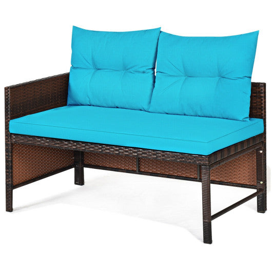 3 Pieces Patio Wicker Rattan Sofa Set-Turquoise