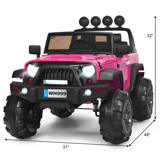 12V Kids Ride On Truck with Remote Control and Double Magnetic Door-Pink