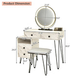Modern Dressing Table with Storage Cabinet-White