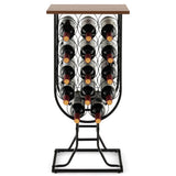 14 Bottles Wine Rack with Detachable and Lockable Wheels-Black