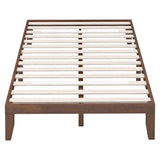 14 Inch Full Size Wood Platform Bed Frame with Wood Slat Support-Coffee