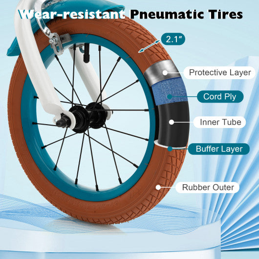 14 Inch Kid's Bike with Removable Training Wheels and Basket-Blue