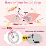 14 Inch Kids Bike with Training Wheels and Basket for Boys Girls 3-5 Years Old-14 inches