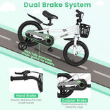 14 Inch Kids Bike with 2 Training Wheels for 3-5 Years Old-Black & White