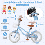 14 Inch Kids Bike with Adjustable Handlebar and Seat for 3-5 Year Old