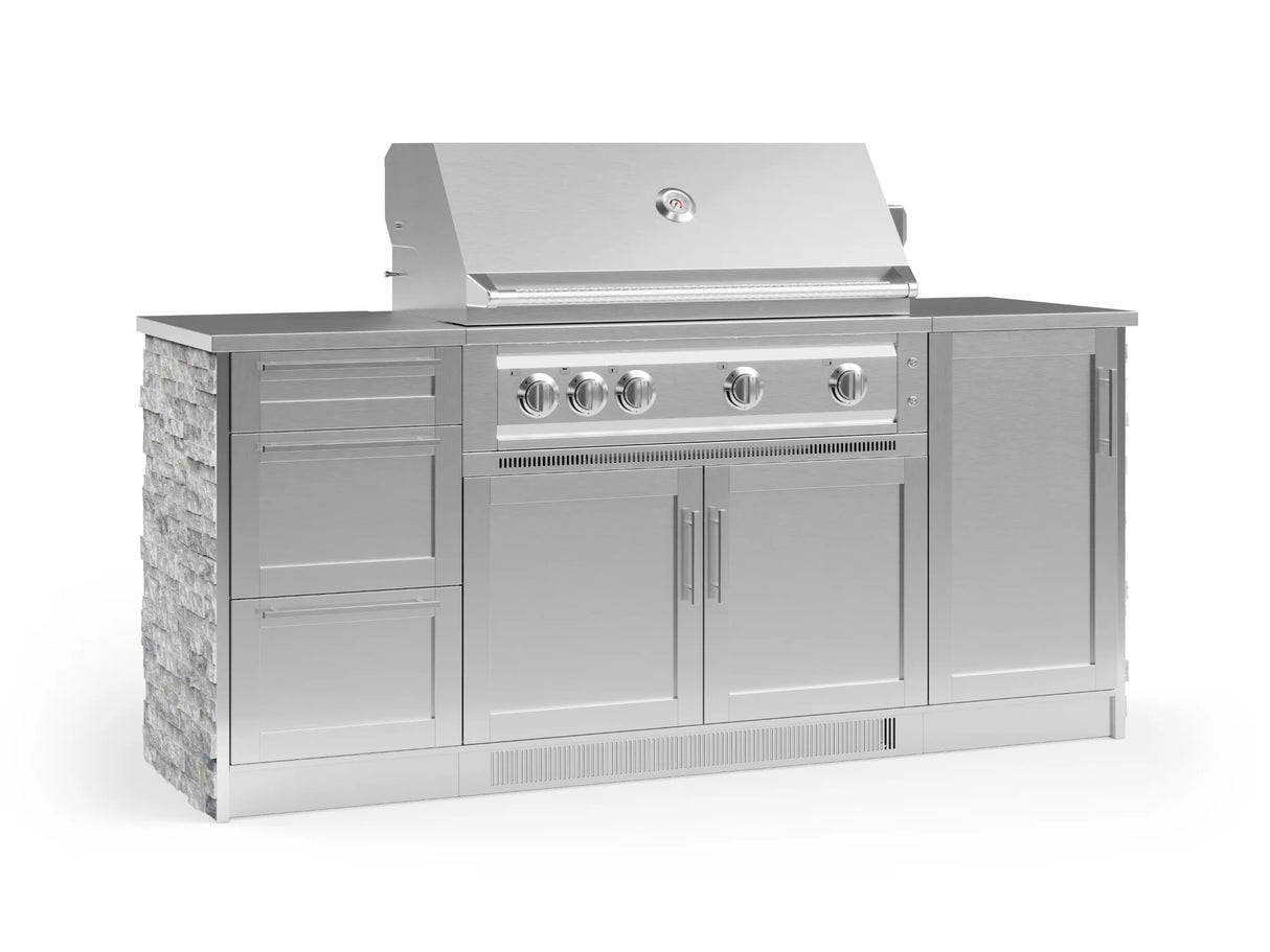 Outdoor Kitchen Signature Series 6 Piece Cabinet Set with Platinum Grill, 3 Drawer, 1 Door and Grill Cabinet