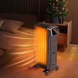 1500W Oil Filled Radiator Heater with Remote Control 3 Modes 24H Timer-Black