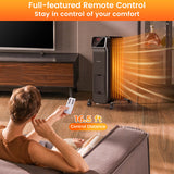 1500W Oil Filled Radiator Heater with Remote Control 3 Modes 24H Timer-Black