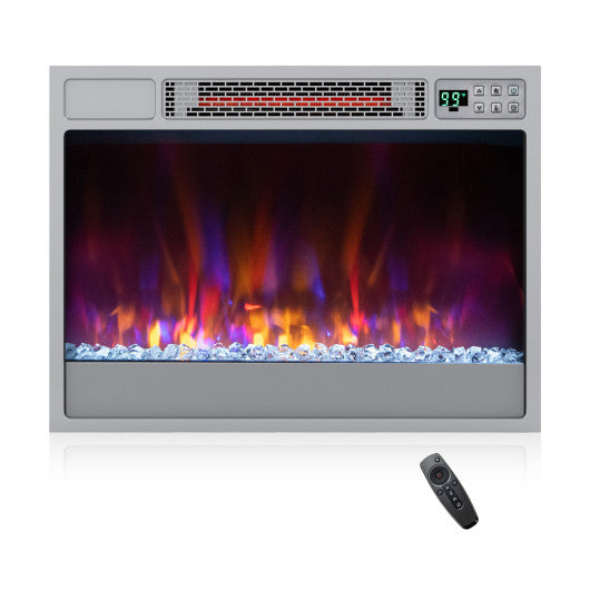 23 Inch 1500W Recessed Electric Fireplace Insert with Remote Control-Silver