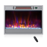 23 Inch 1500W Recessed Electric Fireplace Insert with Remote Control-Silver