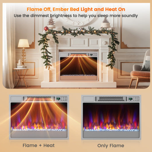 23 Inch 1500W Recessed Electric Fireplace Insert with Remote Control-Silver