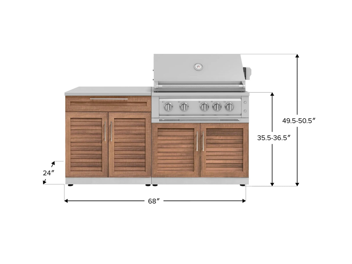 Outdoor Kitchen Stainless-Steel 4 Piece Cabinet Set with Bar, Grill Cabinet, Platinum Grill, and Countertop