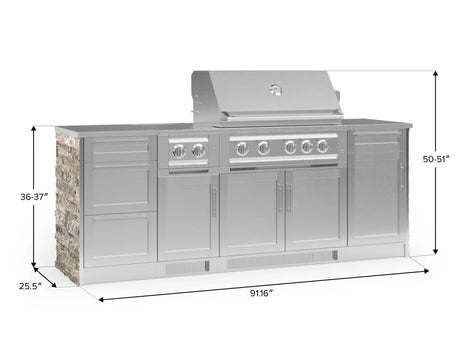 Outdoor Kitchen Signature Series 8 Piece Cabinet Set with Dual Side Burner, 3 Drawer, 1 Door, Platinum Grill and Grill Cabinet