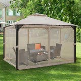 12’ x 10’Outdoor Double Top Patio Gazebo-Beige