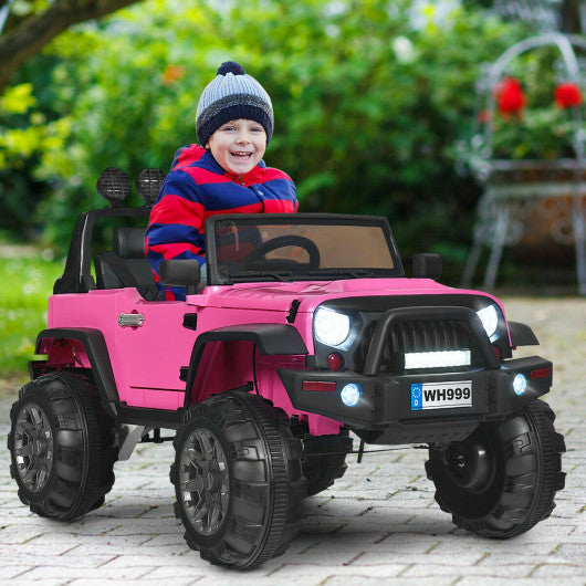 12V Kids Ride On Truck with Remote Control and Double Magnetic Door-Pink