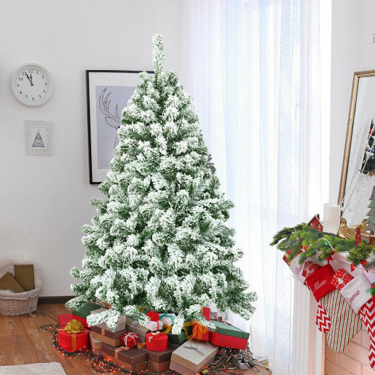 4.5 Feet Snow Flocked Artificial Christmas Tree with 400 Tips