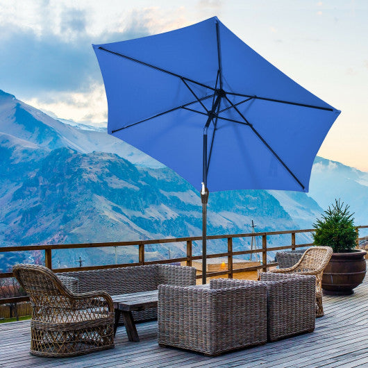 9 ft Outdoor Market Patio Table Umbrella Push Button Tilt Crank Lift-Blue