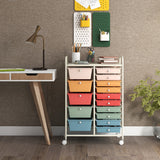 15-Drawer Utility Rolling Organizer Cart Multi-Use Storage-Deep Multicolor