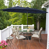 15 Feet Double-Sided Twin Patio Umbrella with Crank and Base-Navy