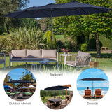 15 Feet Double-Sided Twin Patio Umbrella with Crank and Base-Navy