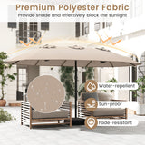 15 Feet Double-Sided Twin Patio Umbrella with Crank and Base-Brown