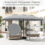 15 Feet Double-Sided Twin Patio Umbrella with Crank and Base-Gray