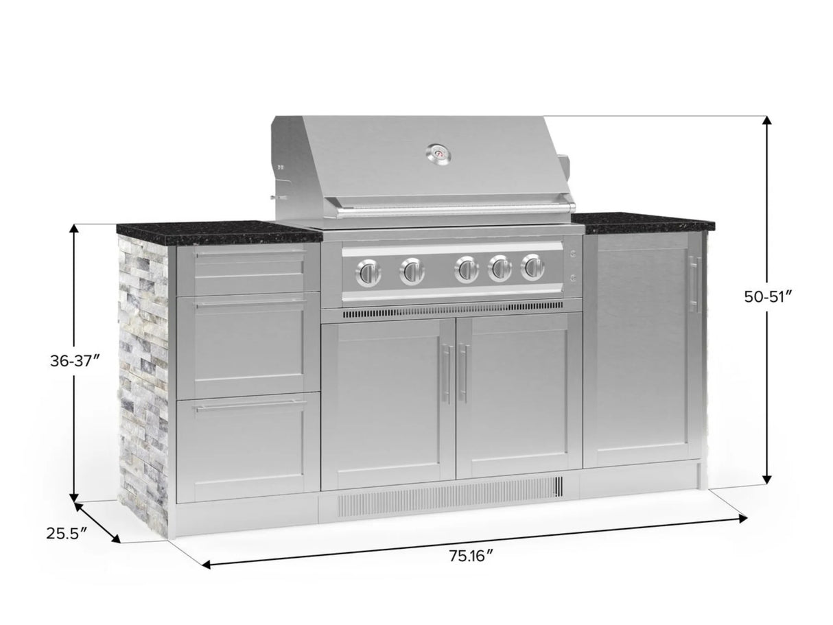 Outdoor Kitchen Signature Series 6 Piece Cabinet Set with Platinum Grill, 3 Drawer, 1 Door and Grill Cabinet