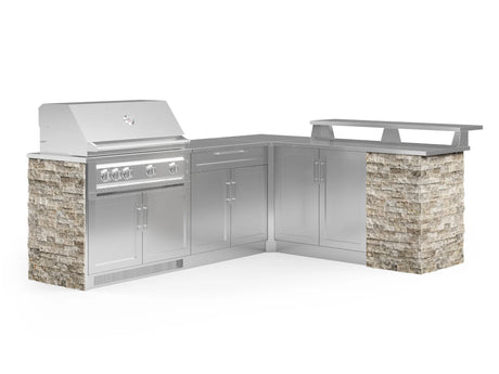 Outdoor Kitchen Signature Series 8 Piece L Shape Cabinet Set with 2 Door, Bar, Platinum Grill and Grill Cabinet