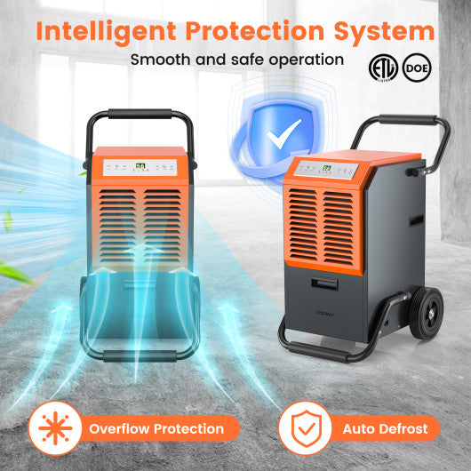 163 Pints Commercial Dehumidifier with Drain Hose and 24H Timer-Gray