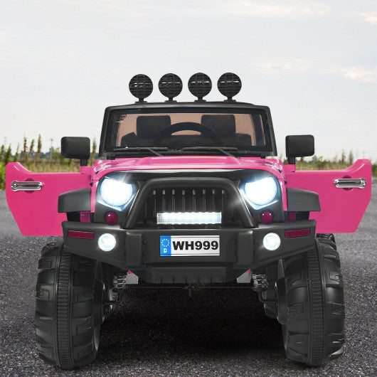 12V Kids Ride On Truck with Remote Control and Double Magnetic Door-Pink