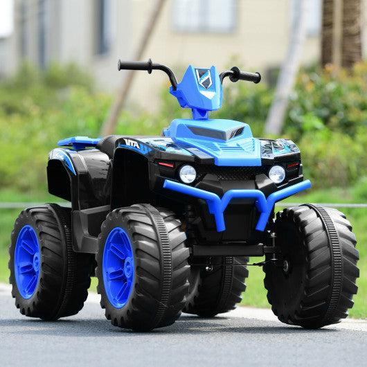 12V Kids Ride on ATV with LED Lights and Treaded Tires and LED lights-Navy