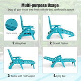 5 Position Adjustable Folding Lounger Chaise Chair-Turquoise