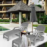 Adjustable Patio Sun Lounger with Weather Resistant Wheels-Gray