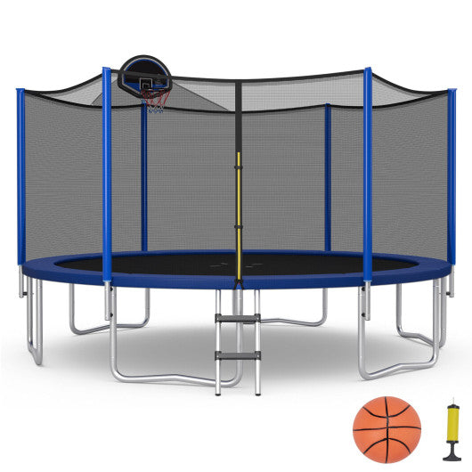 15/16 Feet Outdoor Recreational Trampoline with Enclosure Net-16 ft