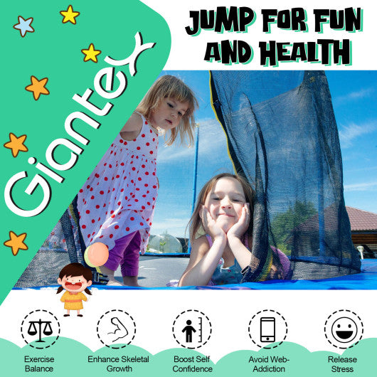 12/14/15/16 Feet Outdoor Recreational Trampoline with Ladder and Enclosure Net-16 ft