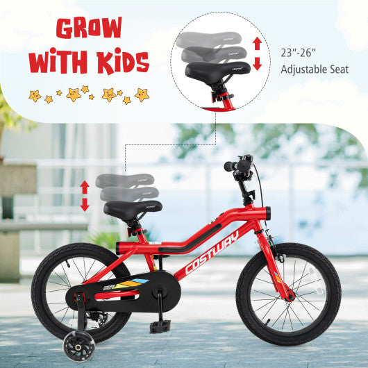 16 Inch Kids Bike with LED Lights Adjustable Carbon Steel Bicycle for 4-7 Years Old-16 inches