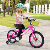 16 Inch LED Lighted Kids Bike with Training Wheels and Headlight for Ages 4-7 Years-16 inches