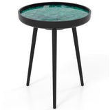 16 Inch Mid-century Modern Coffee End Table with Sea Shell Decoration-Green