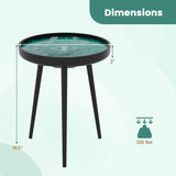 16 Inch Mid-century Modern Coffee End Table with Sea Shell Decoration-Green