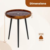 16 Inch Round End Table with Sea Shell Decoration and Epoxy Resin Finish-Brown