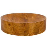 16 Inch Teak Wood Washbasin with Smooth Finish and Rounded Corners