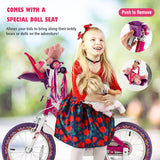 16 Inch Kids Bike with Doll Seat and Removable Training Wheels-16 inches