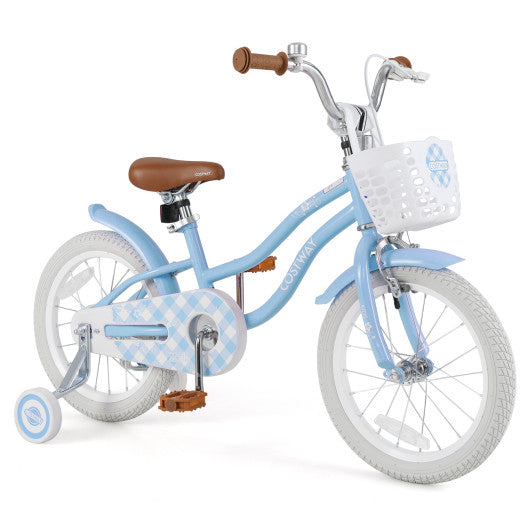 16 Inch Kids Bike with Adjustable Handlebar and Seat for 4-7 Year Old