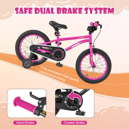 16-Inch Kids Bike for 4-7 Years Old Adjustable with Removable Training Wheels-16 inches