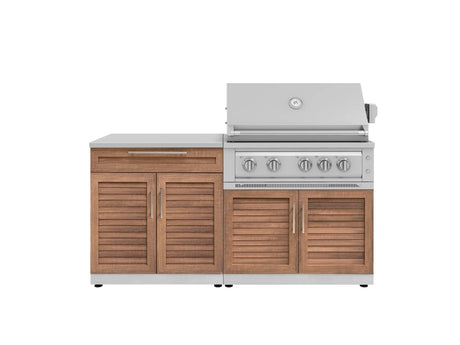 Outdoor Kitchen Stainless-Steel 4 Piece Cabinet Set with Bar, Grill Cabinet, Platinum Grill, and Countertop