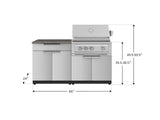 Outdoor Kitchen Stainless-Steel 4 Piece Cabinet Set with Bar, Grill Cabinet, Platinum Grill, and Countertop