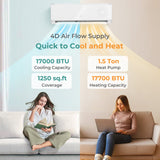Energy Star Certified 18000 BTU 21 SEER2 208-230V Mini Split Air Conditioner and Heater Wifi Enabled White
