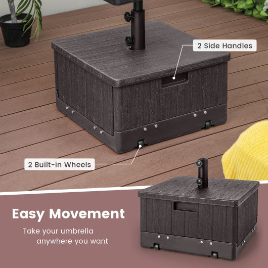 175 LBS Outdoor Fillable Umbrella Base with Table Tray-Brown