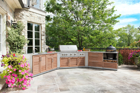 Outdoor Kitchen Stainless Steel 3 Piece Cabinet Set with Bar, Sink and Kamado Cabinet