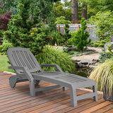 Adjustable Patio Sun Lounger with Weather Resistant Wheels-Gray